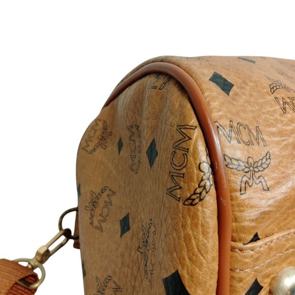 (L4) Authentic MCM Travel Bag Brown PVC Luxury Vintage Designer Handbag - Picture 4 of 9